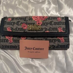 Juicy Couture Black and Pink Floral Wallet